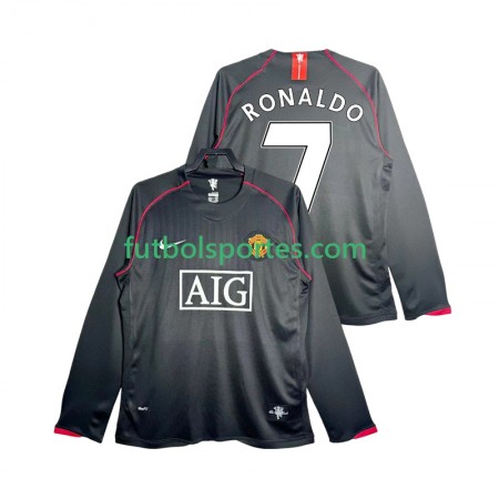 Camiseta Manchester United Critstiano Ronaldo 7 2007 2008 Retro Segunda Equipación Manga Larga